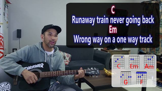 Soul Asylum - Runaway train (acoustic cover) + Lyrics + Chords смотреть онлайн