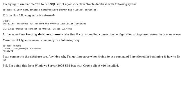 DevOps & SysAdmins: ORA-12154: TNS:could not resolve the connect identifier specified смотреть онлайн