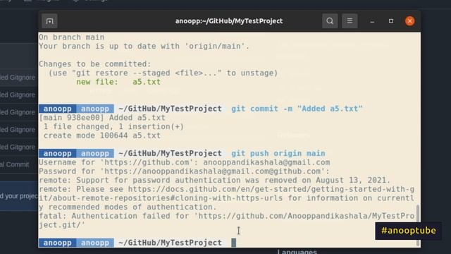 How to solve Github Password Authentication failed | #solved | #anooptube | Malayalam смотреть онлайн