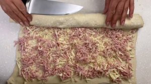 Слойки с ветчиной и сыром. Вкусная идея быстрого завтрака! Готовим вместе. Вот это Кухня!