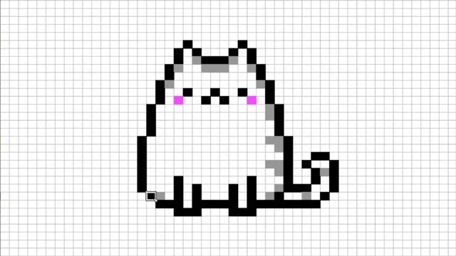 Рисунки по клеточкам Котик смотреть онлайн