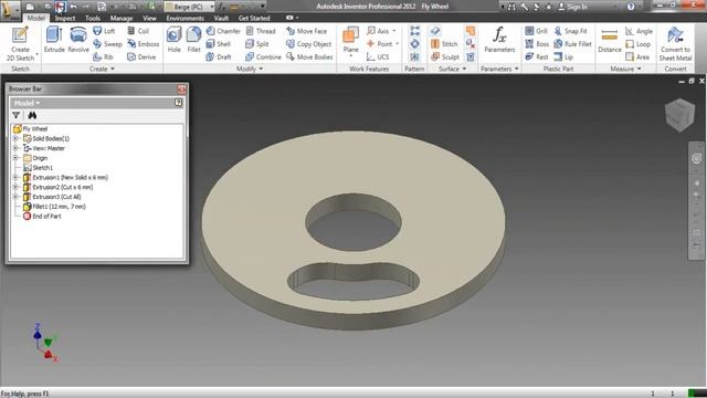 Fly Wheel (Video Tutorial) Autodesk Inventor смотреть онлайн