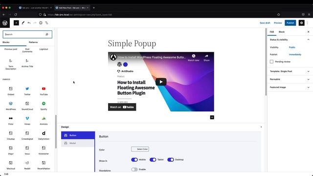 How to Create Gutenberg Modal & Popup with WordPress Floating Awesome Button смотреть онлайн