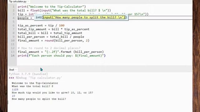 Tip Calculator - Python смотреть онлайн