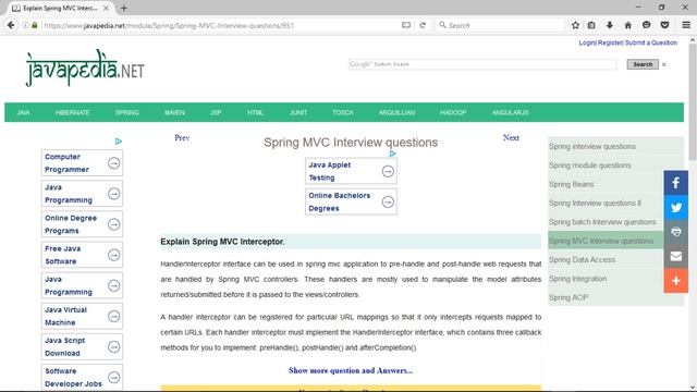 Explain Spring MVC Interceptor.
| javapedia.net смотреть онлайн