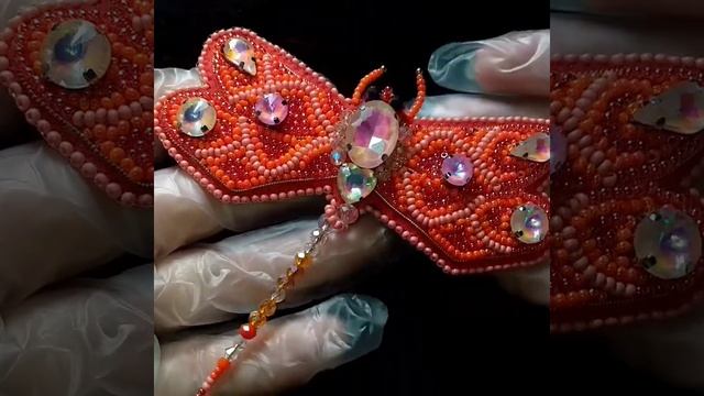Брошь "Стрекоза", цвет: коралловый. Брошь доступна по ссылке в описании. смотреть онлайн