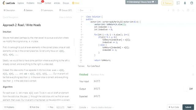 LeetCode Algorithms Easy: Sort Array by Parity II смотреть онлайн