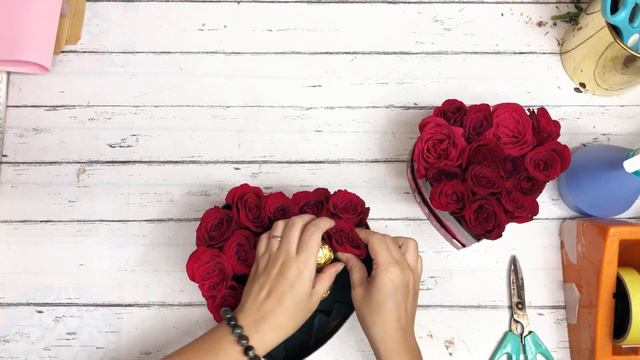 How to arrange a rose box heart and chocolate | Huamama