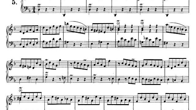 J. S. Bach. Piano. Preludio nº 5 en Re Menor BWV 926. Partitura. Audición. смотреть онлайн