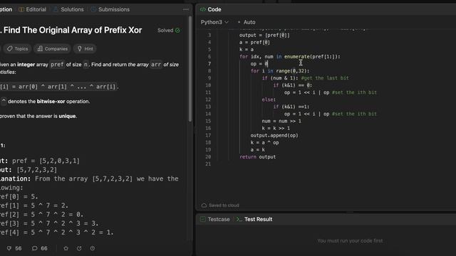 Leetcode 2433. Find the Original Array of Prefix Xor смотреть онлайн