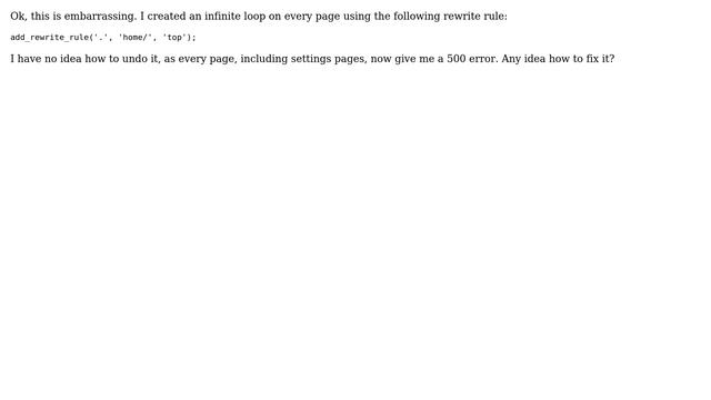 Wordpress: Flush rewrite rules when every page gives 500 error? смотреть онлайн