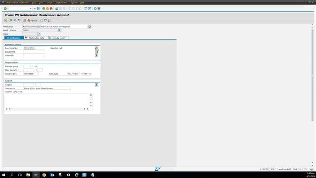SAP - IW21 - Creating PM Notification - Create Notifications Through IW21