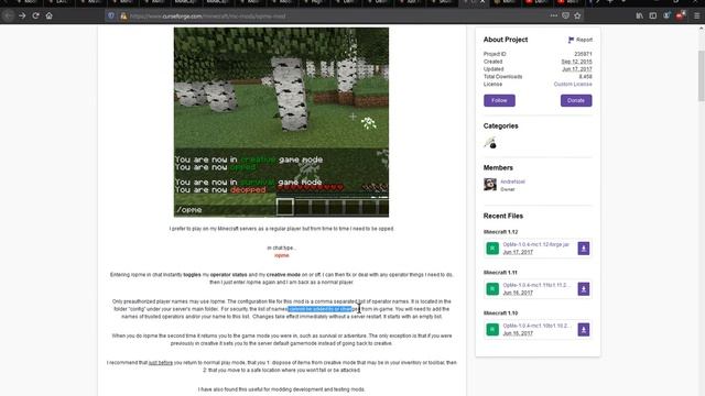 OpMe Mod 1.7.10 to 1.12.2 Forge Mod Overview смотреть онлайн