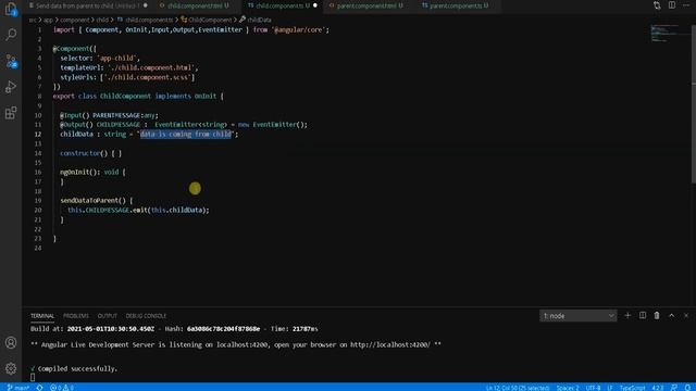 #14. Send data from child component to parent component | Angular 11 tutorial смотреть онлайн