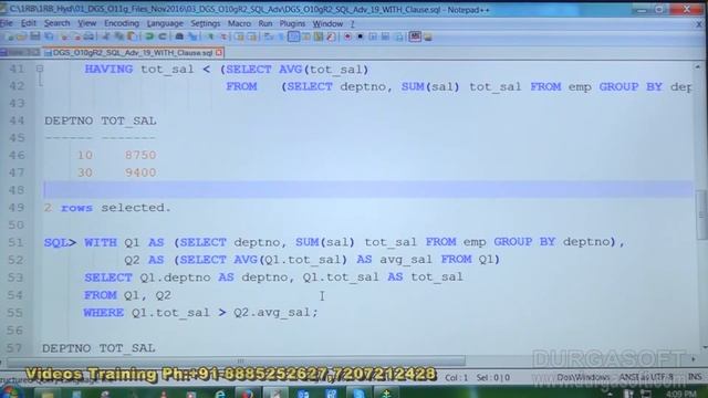 Oracle Tutorial || Oracle|Adv Sql | WITH Clause by basha смотреть онлайн