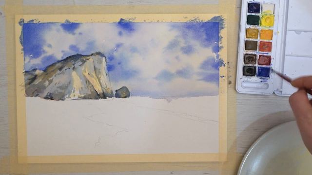 WATERCOLOR Painting TUTORIAL - How To Paint A SEASCAPE [First Year In Youtube Edition]