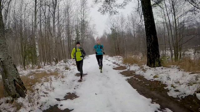 #ГруппаДмитриева - забег по снегу на 42 км в подмосковном лесу. Бегом, пешком на лыжах. смотреть онлайн