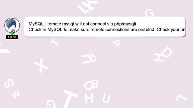 MySQL : remote mysql will not connect via php/mysqli смотреть онлайн