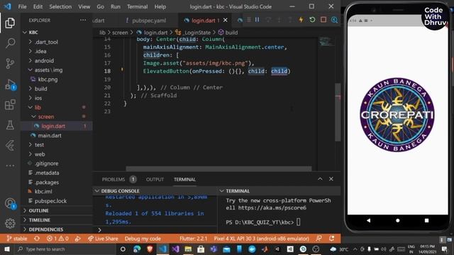 [HINDI] #2 Creating Login Screen || KBC Quiz App In Flutter With Firebase || Flutter Game App смотреть онлайн