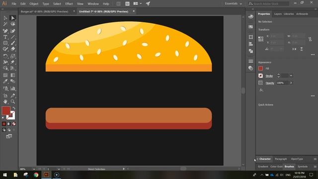 Adobe Illustrator Tutorial - Flat Design Burger смотреть онлайн