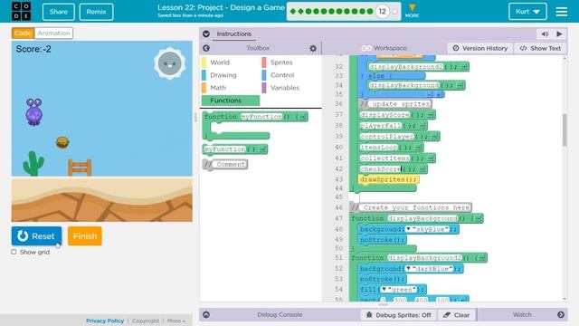 Code.org Lesson 27.11 Project - Design a Game | Tutorial with Answers | C.S. Discoveries Unit 3 смотреть онлайн