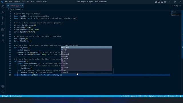 Creating a Countdown Timer with Python Turtle Graphics and Tkinter GUI смотреть онлайн