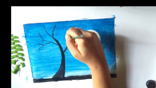 Easy Moon lighting Painting || Tree Moon Stars Painting for Kids || By ART & DIY смотреть онлайн