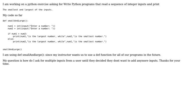Asking for a sequence of inputs from user python3 смотреть онлайн