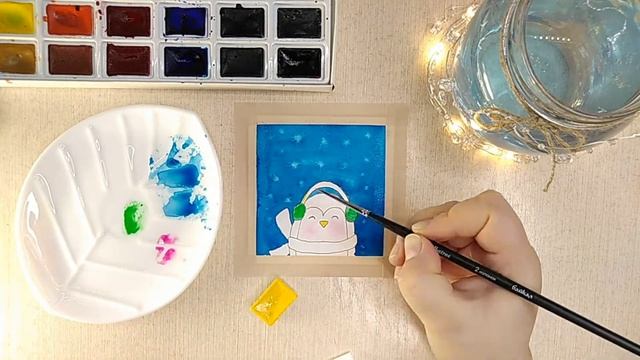Пингвин (открытка акварелью) Speedpaint смотреть онлайн