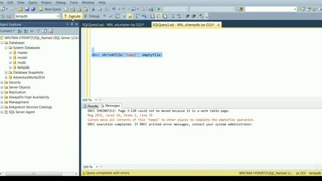 SQL Server TempDB Issues |Temdb got filled 100% | Not able to shrink tempdb files | dbcc shrinkfile смотреть онлайн