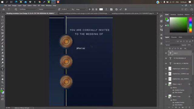 Wedding Invitation Card Design Photoshop cc Tutorial смотреть онлайн