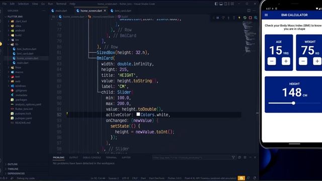 FLUTTER BMI CALCULATOR - PART 3 | IMPLEMENTING SLIDER WIDGET смотреть онлайн