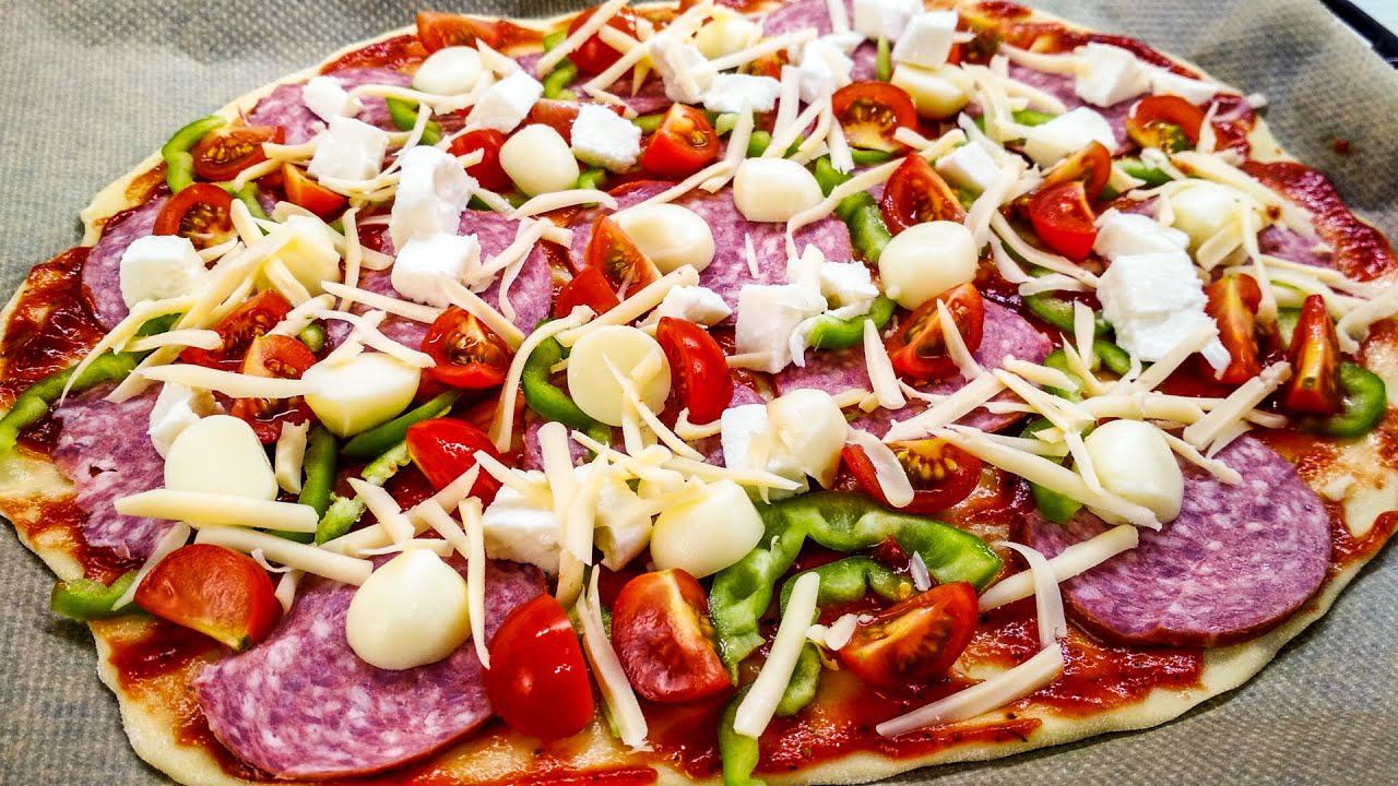 Пицца домашняя на тонком тесте без дрожжей и яиц смотреть онлайн