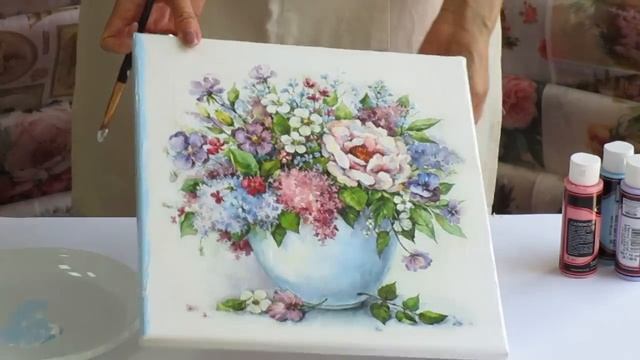 Decoupage on canvas painting beginners DIY art ideas смотреть онлайн