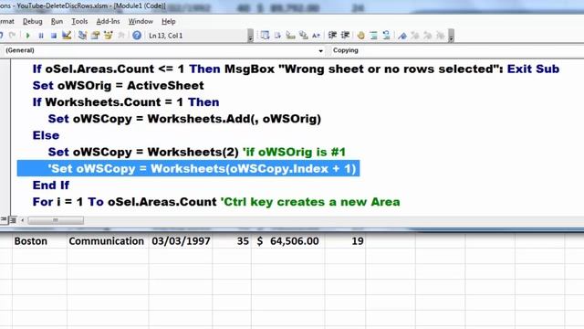 Deleting multiple, discontinuous rows with VBA смотреть онлайн