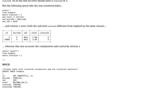 Databases: Filter condition not correctly applied to Clustered Columnstore index (2 Solutions!!) смотреть онлайн