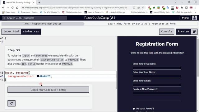 Learn HTML Forms by Building a Registration Form - Step 53 смотреть онлайн