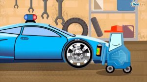 The Blue Police Car help Little Pink Car Kids Animation | Bip Bip Cars & Trucks Cartoon for childre