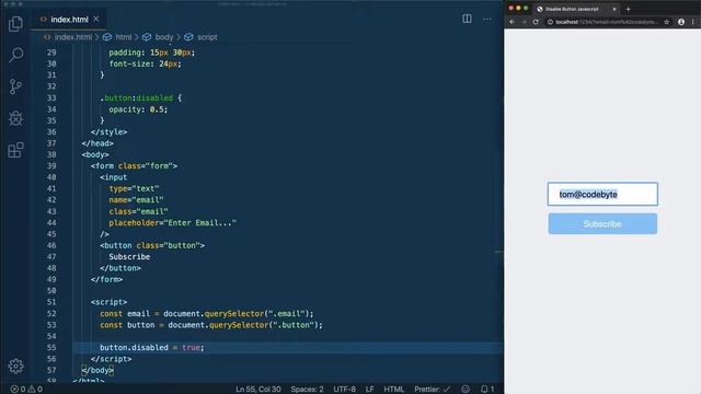 Javascript - Dynamically disable/enable a form button with javascript смотреть онлайн