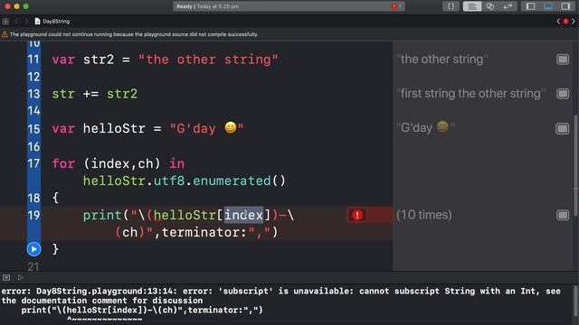 Day 8 Strings - empty, utf8, subscript index, swift bounds смотреть онлайн