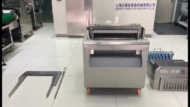 Видео нарезки кубиком мяса на кости (МРС, птица) DRB QK300 разборка и сборка машины