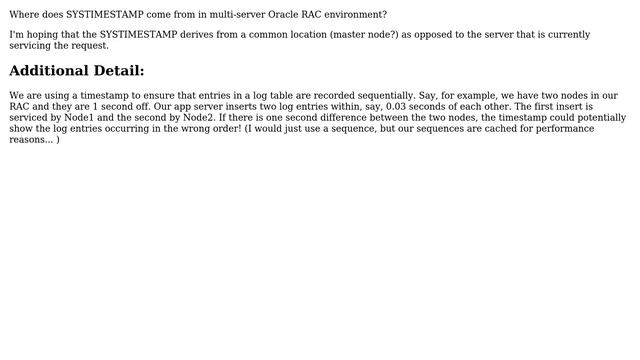 Databases: Where does SYSTIMESTAMP come from in multi-server Oracle RAC environment? смотреть онлайн