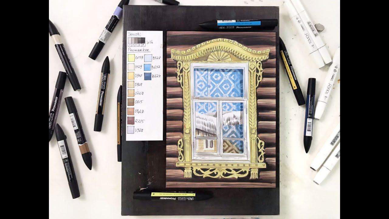 Мастер-класс по скетчингу маркерами «Резное окно»