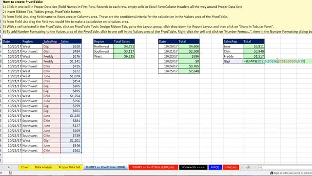 Excel Basics 4: PivotTables & SUMIFS Function to Create Summary Reports (Intro Excel #4) смотреть онлайн
