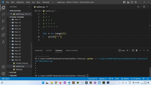 Nested loop in Python | [Part 30] Python Tutorial for Beginners in Hindi смотреть онлайн