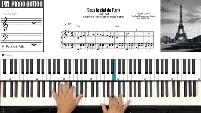 Sous le ciel de Paris - Edith Piaf (Partition - Sheet Music - Piano Solo - Reprise - Tutoriel) смотреть онлайн