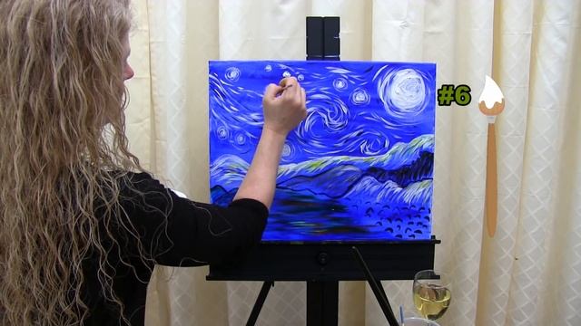 How to Paint Starry Night by Van Gogh смотреть онлайн