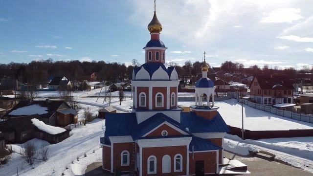 Лопатино Тарусский район Церковь "Знамение" иконы Божией Матери (аэросъёмка) смотреть онлайн