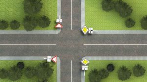 Очерёдность проезда перекрёстка, когда главная дорога меняет направление.