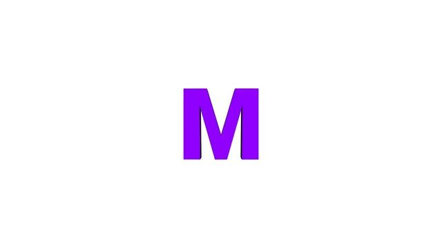 Alphabet M 3D rotation Lottie JSON animation смотреть онлайн